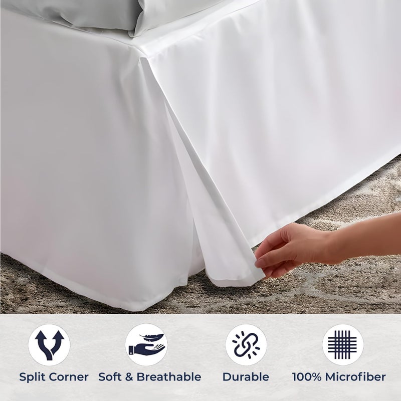 SGI Bedding 18 inch Drop Bed Skirt King Size - Platform Style with Secure Fit, Classic Tailored Look, Elegant Pleated Style Dust Ruffle, Split Corners, Wrinkle Resistant Microfiber - White - Image 4